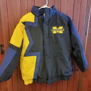 Apex University of Michigan Puffer Jacket Blue Yellow Size L Vintage 90s NCAA